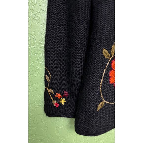 QUIPU Fall Floral Embroidered Baby Alpaca Wool Button Up Sweater Women's XXL - Picture 5 of 9